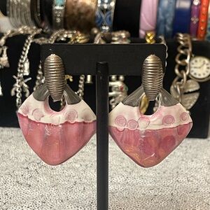 86 Pink and Silver Women's Earrings